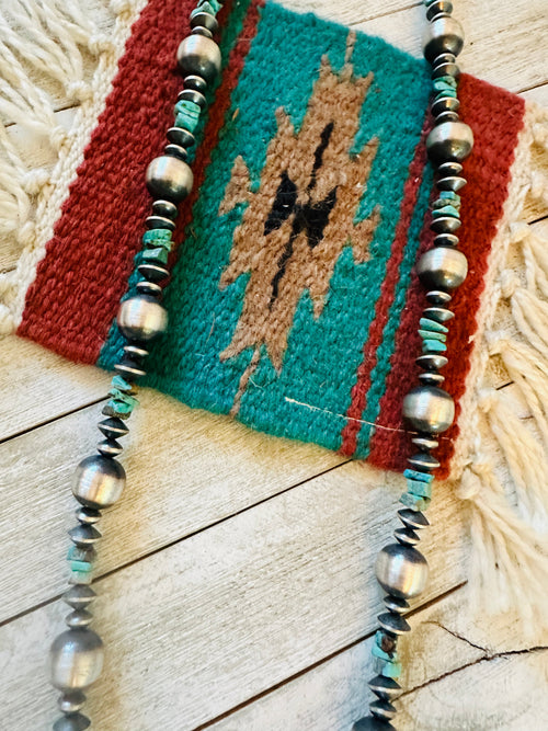 Navajo Turquoise & Sterling Silver Pearl Beaded Necklace