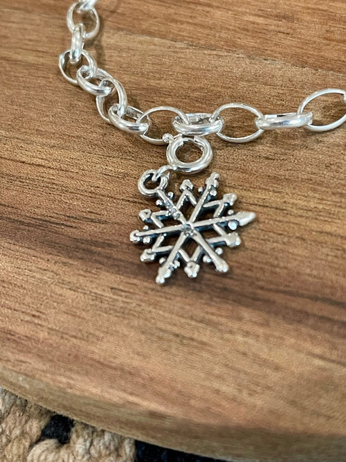 Handcrafted Sterling Silver CHRISTMAS SNOWFLAKE Charm