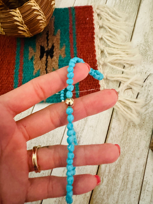 Handcrafted Turquoise Gold & Sterling Silver Beaded Necklace