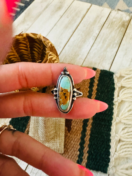 Old Pawn Navajo Sterling Silver & Turquoise Ring Size 9.25