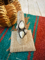 Old Pawn Navajo Sterling Silver & Mother of Pearl Ring Size 7.75