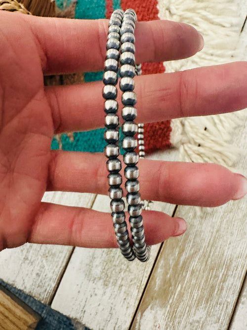 Handcrafted Sterling Silver Beaded Wrap Choker Necklace