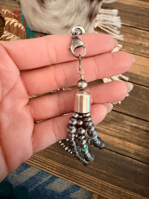 Handcrafted Sonoran Mountain Turquoise & Sterling Silver Beaded Necklace by Gilbert Tom