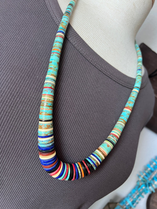 Ronald Chavez Handcrafted Multistone Heishi Beaded Santo Domingo Necklace