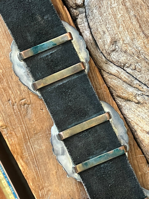 Gorgeous Old Pawn Handcrafted Sterling Silver and Purple Sodalite Concho Belt by Eric & Carol Fierro