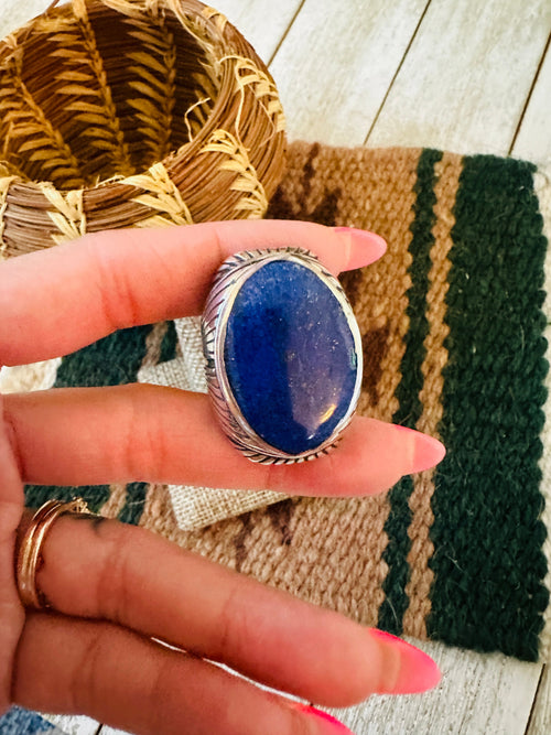 Old Pawn Handcrafted Sterling Silver & Lapis Men’s Ring Size 10