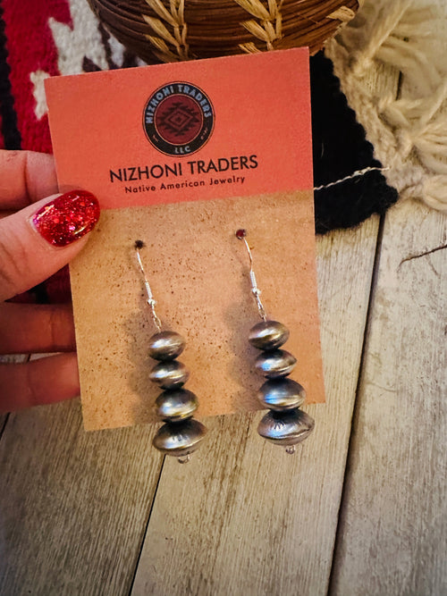 Handcrafted Sterling Silver Pearl Beaded Drop Earrings