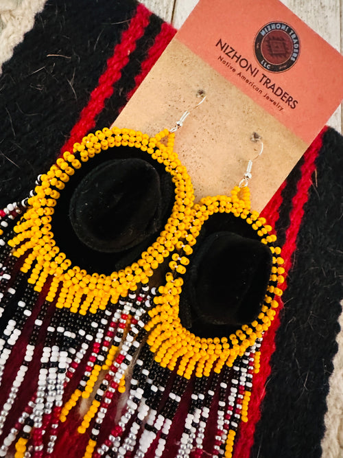 Navajo Beaded Cowboy Hat Dangle Earrings