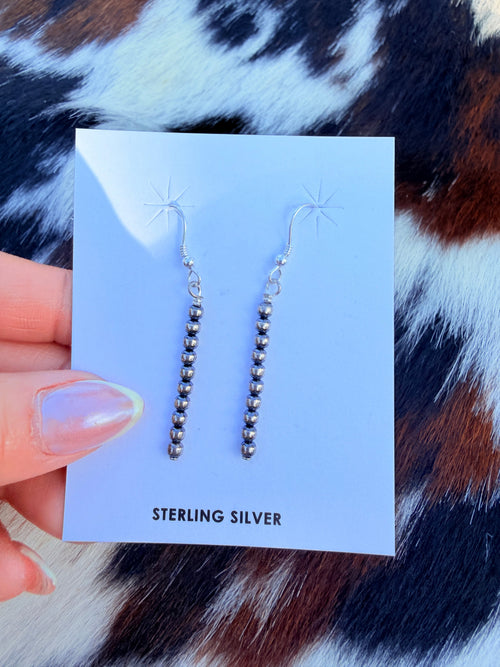 Handcrafted Sterling Silver Pearl Beaded Dangle Earrings