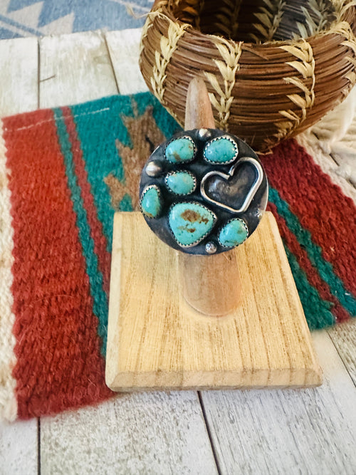 Old Pawn Navajo Sterling Silver & Turquoise Ring Size 5