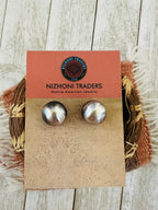 Navajo Sterling Silver Pearl Stud Earrings 16mm