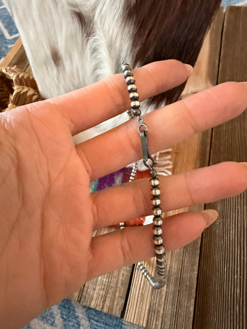 Handcrafted Lapis and Sterling Silver Pearl Beaded Necklace