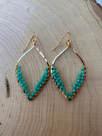 “The Golden Collection” Moonlight Handmade Turquoise Beaded & 14k Gold Plated Earrings