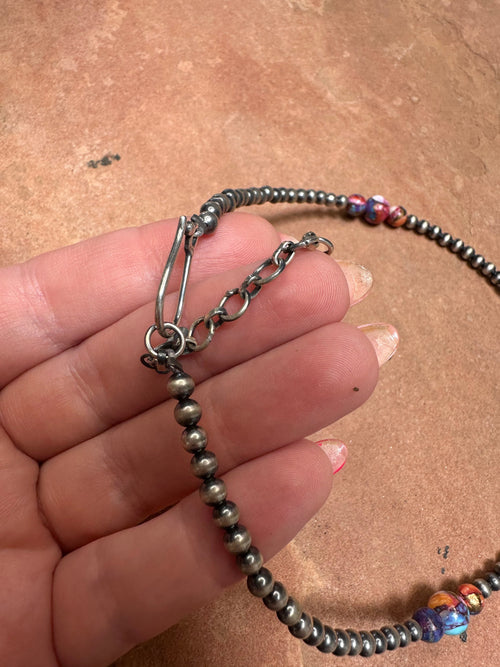 Handmade Pink Dream & Sterling Silver Beaded Necklace 18-20 inch