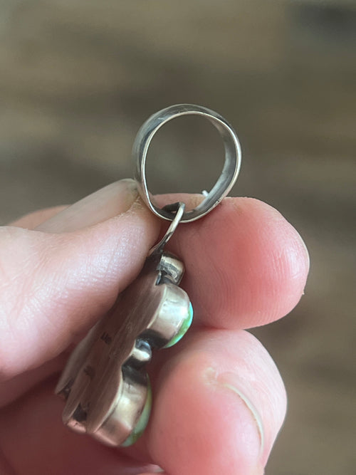 Handcrafted Electric Rainbow Turquoise and Spiny Oyster Mini Butterfly Pendant by Angela Martin