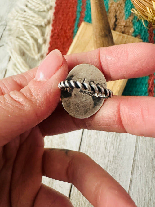 Old Pawn Navajo Sterling Silver & Turquoise Ring Size 4.75