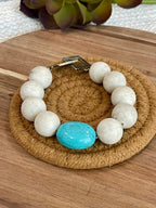 Vintage Handmade Beaded Faux Turquoise Bracelet