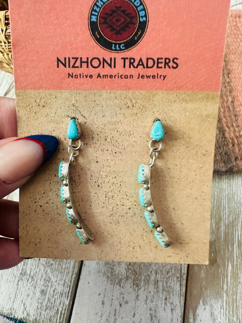 Old Pawn Navajo Sterling Silver & Turquoise Dangle Earrings