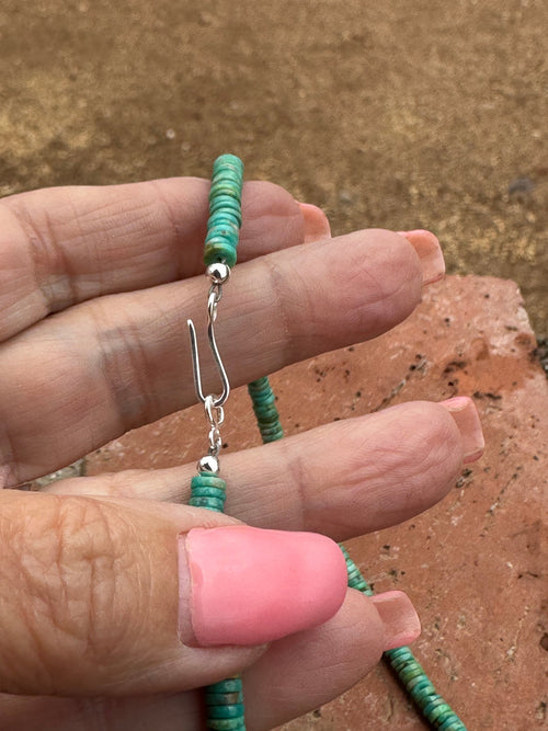 Navajo Kingman Turquoise & Sterling Silver 4mm Beaded Necklace