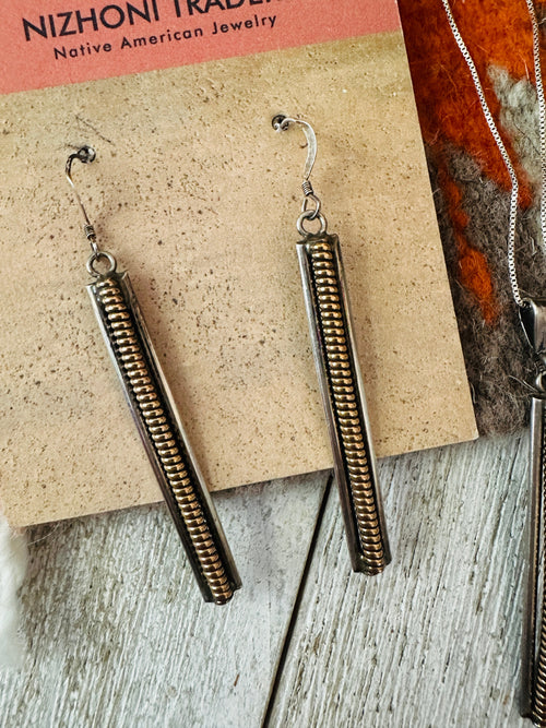 Vintage Old Pawn Navajo Copper & Sterling Silver Necklace Set