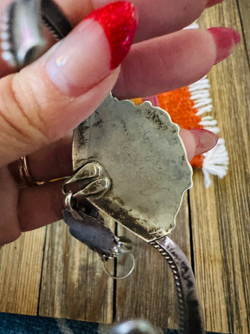 Handcrafted Old Pawn Sterling Silver & Abalone Cuff Bracelet Ring Combo