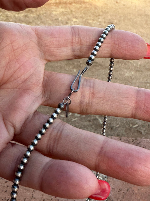 Handcrafted 4-8mm Sterling Silver Pearl Beaded Bow Tie Necklaces