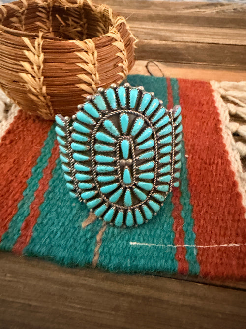 Handcrafted Old Pawn Sterling Silver & Turquoise Cuff Bracelet