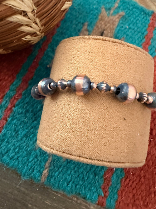 Handcrafted Copper Beaded Bracelet 7.5”