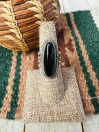 Old Pawn Handcrafted Onyx & Sterling Silver Ring Size 6.5