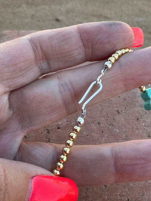 Cle’vara Turquoise, Gold & Sterling Silver Beaded Necklace and Bracelets