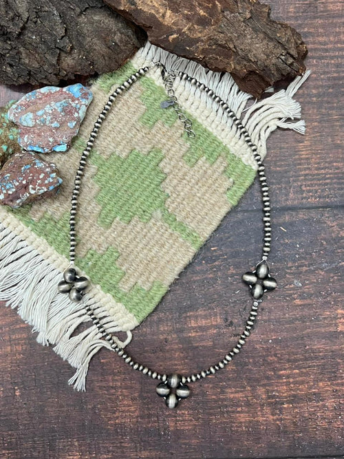 Handmade Sterling Silver Beaded Necklace "Signed Nizhoni" (8)