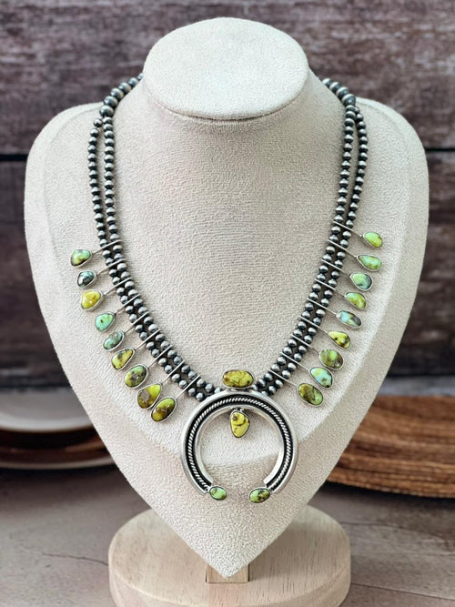 Handmade Sterling Silver Multi Stone Naja Beaded Necklace "Signed Nizhoni"