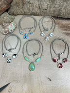 Handmade Sterling Silver Multi Stone Beaded Necklace, Signed Nizhoni