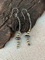 Handmade Sterling Silver Shiny Golden Hook Dangle Beaded Earrings