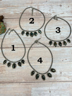 Handmade Sterling Silver Blackjack Turquoise Beaded Necklace with Signed Nizhoni