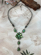 Handmade Sterling Silver Sonoran Mountain Turquoise Beaded Necklace with Signed Nizhoni