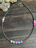 Handmade Sterling Silver Cotton Candy Beaded Necklace with Signed Nizhoni (7)