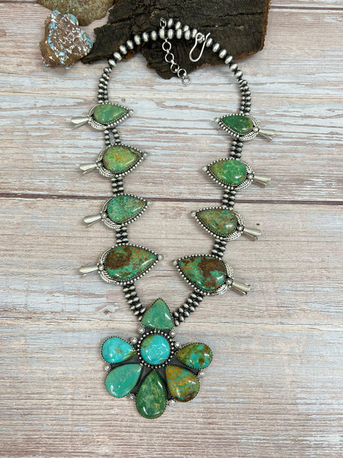 Handmade Sterling Silver Mantis Turquoise Beaded Necklace Signed Nizhoni