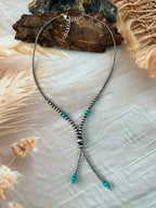 Handmade Sterling Silver Kingman Turquoise Beaded Necklace Signed Nizhoni