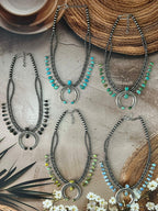 Handmade Sterling Silver Multi Stone Naja Beaded Necklace "Signed Nizhoni"