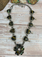 Handmade Sterling Silver Black Jack Beaded Necklace with Signed Nizhoni