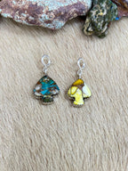 Handmade Sterling Silver Honey Dahlia, Royston Turquoise Spade Charms with Signed Nizhoni