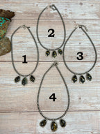 Handmade Sterling Silver Blackjack Turquoise Beaded Necklace with Signed Nizhoni