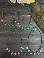 Handmade Sterling Silver Multi Stone Beaded Necklace with Signed Nizhoni