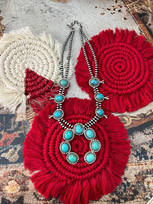 Handmade Sterling Silver Kingman Turquoise Squash Blossom Beaded Necklace "Signed Nizhoni"