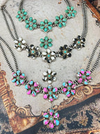 Handmade Sterling Silver Beaded Multi Stone Necklace "Signed Nizhoni"