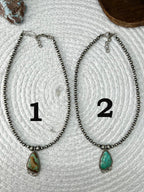 Handmade Sterling Silver Beaded Mantis Turquoise Necklace "Signed Nizhoni"