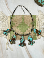 Handmade Sterling Silver Number 8 Turquoise Beaded Necklace with Signed Nizhoni
