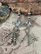 Handmade Sterling Silver Cotton Candy Hook Dangle Beaded Earrings