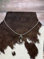 Handmade Sterling Silver Beaded Blackjack Turquoise Blossom Necklace Signed Nizhoni